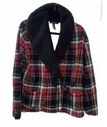 Lauren Ralph Lauren Women XL Plaid Toggle Jacket Faux Fur Collar Preppy ... - $87.12