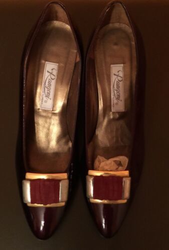 Primary image for VTG EUC Rangoni of Florence Brown Patent Leather w/ Metallic Buckle SZ 7.5 B