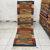 Handmade Moroccan Kilim Runner: Floral Geometric Flat-Weave Rug - $595.00