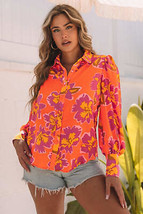 Floral Print Lantern Sleeve Shirt - £27.71 GBP