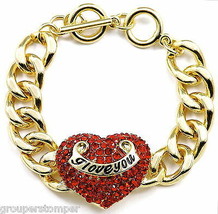Heart I Love You New Pendant with 8 1/2 Inch Adjustable Link Bracelet - £13.95 GBP