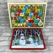 Lot of 2 Cobble Hill Ugly Xmas Sweaters (1000) &amp; Birch &amp; Snowmen (500) Puzzles  - £21.04 GBP