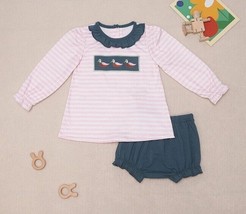 NEW Boutique Baby Girls Mallard Duck Long Sleeve Tunic Dress &amp; Bloomers - £13.58 GBP