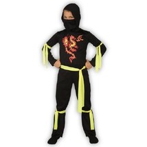 Boys Fire Dragon Ninja Costume Size Med 8-10 Assassin Shadow Warrior Cov... - $14.80