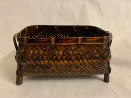 Vintage Chinese Brown Woven Basket Decorative Basket - $24.74