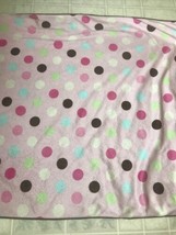 Just Born Pink Green White Blue Polka Dot Baby Security Blanket Brown Sherpa  - $61.81