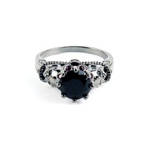 Skull Ring Black &amp; Purple Zircon Sizes 7 &amp; 8 Fashion Jewelry - £11.93 GBP
