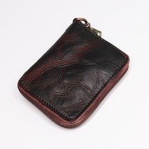 Genuine Leather Wallet For Women Men Vintage Handmade Short Small Bifold Zipper  - £56.83 GBP