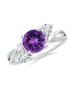 Angara Natural 1.15Ct Amethyst and Diamond Ring in 14K Solid Gold (7MM) - $2,645.10