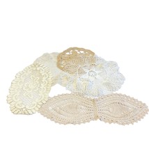 5 Assorted White Beige Doilies Various Sizes Patterns Styles Vintage No ... - $25.23