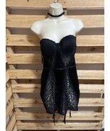 NEW Dreamgirls Black Bustier with Garters Lingerie Woman&#39;s Size Medium K... - $33.94 CAD