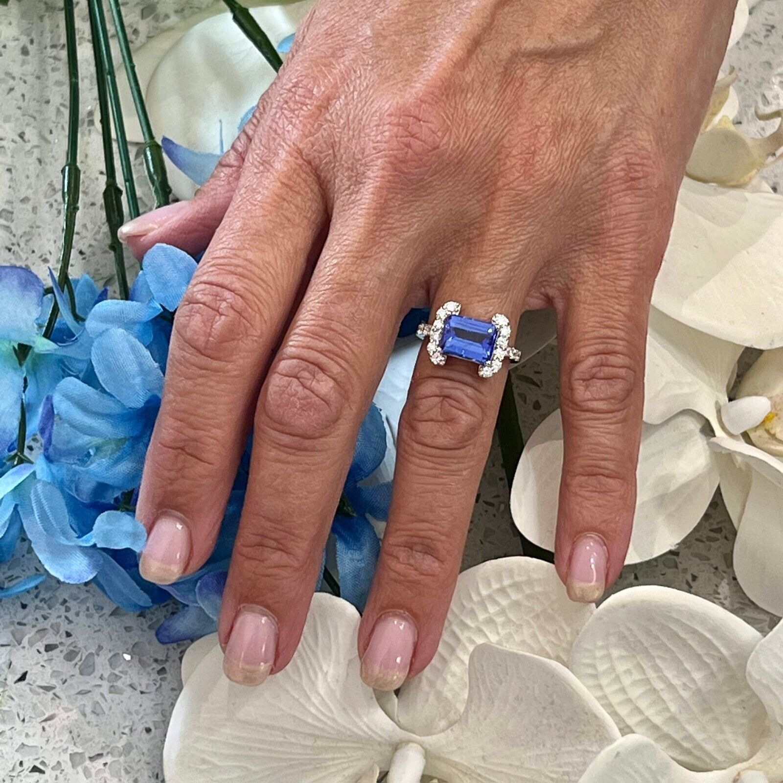 Natural Tanzanite Diamond Ring 6.5 14k W Gold 3.89 TCW Certified $4,790 217841 Item image 5