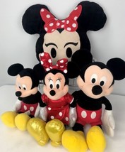 4 Pc. Disney 2 Mickey Mouse Minnie Mouse Plush Dolls Emoji Pillow Collectors - £31.51 GBP