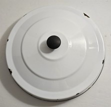 Vtg White Enamel Black Trim Primitive 12 1/8&quot; Round Pot Pan Replacement ... - $352.39 MXN