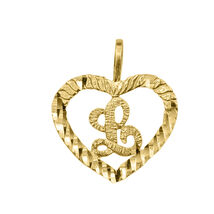 Genuine 14k Yellow Gold 0.59" Diamond-cut Initial Letter L Heart-shaped ... - $93.00