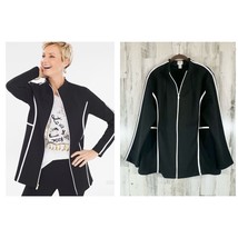 Chicos Zenergy Textered Framed Jacket Black With White Trim Size 3 XL - £26.09 GBP
