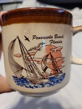 Pensacola Beach Florida Coffee Mug Stoneware Collectible Cup Beach Theme Vintage - £9.43 GBP