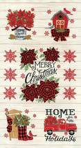 24&quot; X 44&quot; Panel Christmas Holiday Winter Truck Dogs Flowers Fabric Panel D504.73 - £7.32 GBP