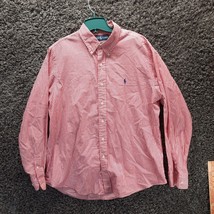 Ralph Lauren Shirt Men XL Pink White Candy Pin Stripe Long Sleeve Pony C... - £14.59 GBP