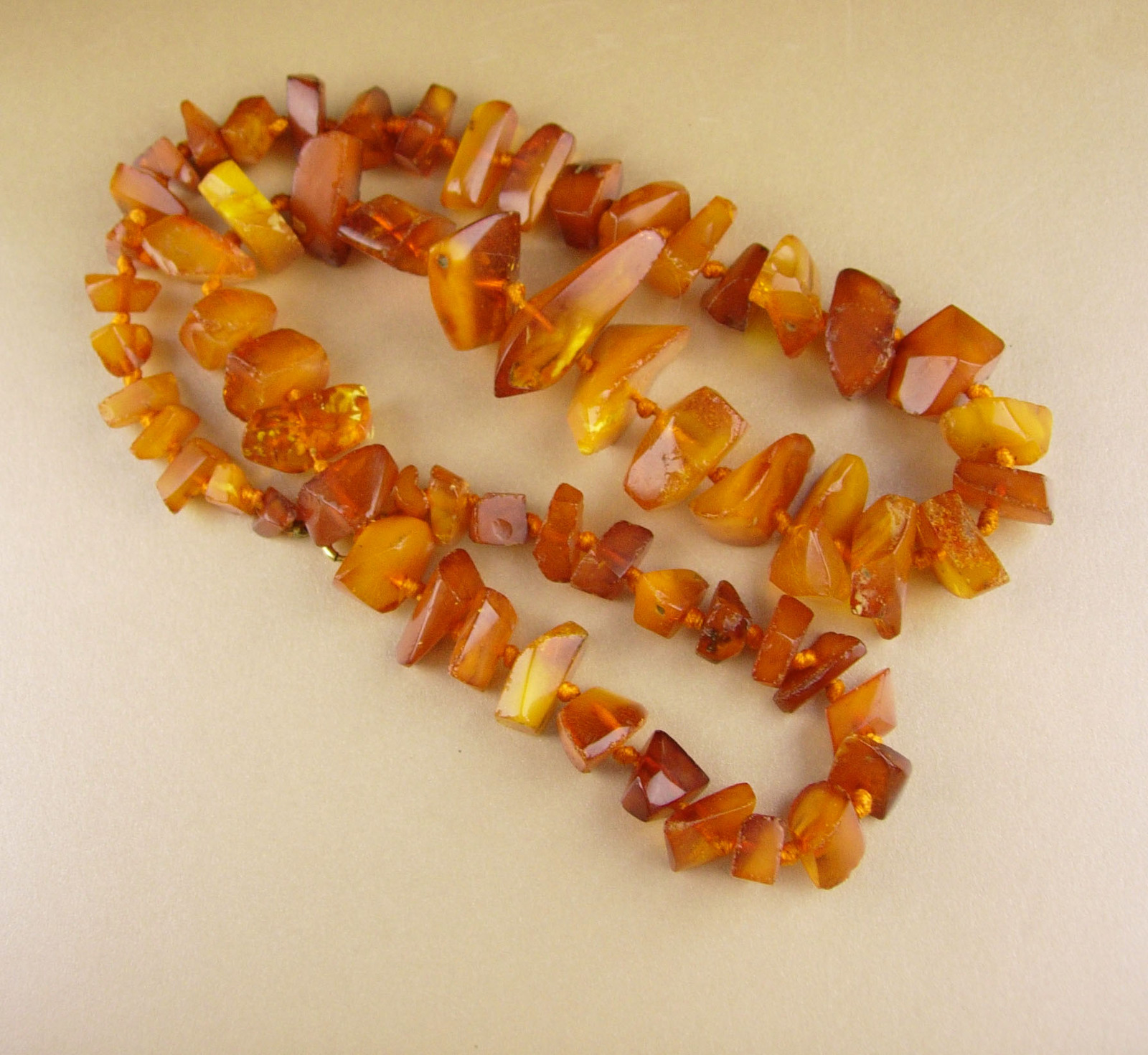 Primary image for Vintage HUGE amber necklace - hand knotted - statement jewelry - BIG jewelry - g