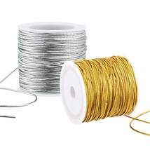 2 Rolls Metallic Elastic Cords Stretch Cord Ribbon Metallic Tinsel Cord ... - £12.90 GBP