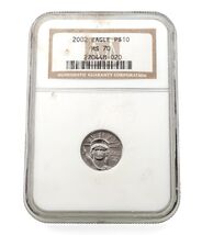 2002 1/10 Oz. Platinum Eagle Graded by NGC as MS-70! Key Date! - $686.43