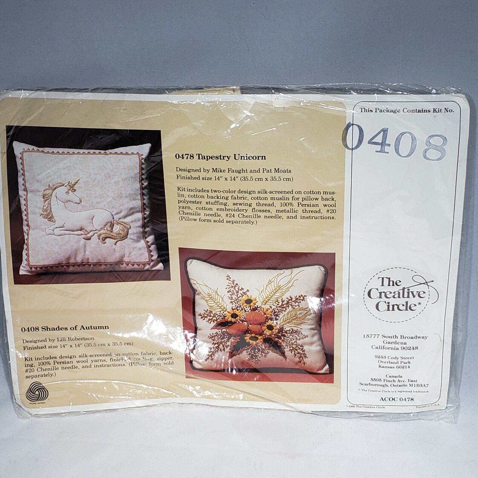 Primary image for VTG 1986 Creative Circle Shades of Autumn Pillow Cover Stitchery Kit 408 Sealed