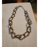Chunky Gold Tone Statement Chain Link Necklace Vintage  18&quot; - $26.21 CAD