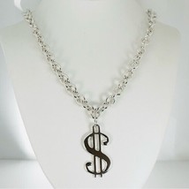 RARE Tiffany &amp; Co Dollar Sign Money Pendant Chain Necklace in Sterling S... - $2,490.00