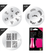 3Pack Konad Stamping Nail Art Round Image Plate 54/56/57 &amp; Stamp Scraper... - $29.86 CAD