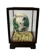 Vintage Hand-Painted Chinese Scenic Egg in Glass Wood Display Case - $25.20