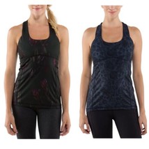 Lululemon Scoop Neck Tank Tops Set of 2 Size 2 Midnight Iris Paisley Inkwell - £15.90 GBP