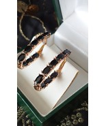 Vintage 1990-s 14 Ct Rolled Gold Black Onyx Earrings-Hallmarked 585 RG - $1,488.80 MXN