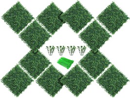 Artificial Grass Wall Panels 12 Pack 10&quot;x10&quot; Boxwood Hedge Wall Panels with 100  - £38.71 GBP