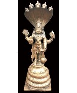 Lord Vishnu Idol With Adishesha In Pure Solid Copper - 6.5 inches - $193.04