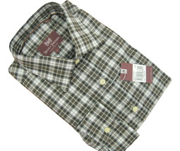 NEW $195 Hickey Freeman Button Front Shirt!  M   Brown White Black Gray Plaid - £50.89 GBP