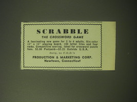 1948 Production &amp; Marketing Corp. Scrabble Board Game Advertisement - £14.78 GBP