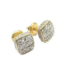 2 CT Coupe Ronde Zircone Carré Homme Boucles D&#39;Oreilles 14K or Jaune Plaqué - $42.14