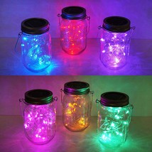 6 Pack Mason Jar Lights 10 LED Solar Multicolor Fairy String Lights Lids... - $17.54+
