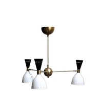 6 Light Stilnovo Style Raw Brass chandelier light Fixture Modern Mid Century - £225.43 GBP