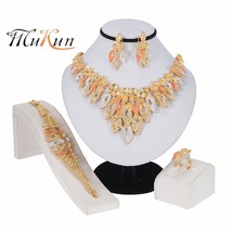 MUKUN 2020 NEW Exquisite Dubai Women&#39;s Jewelry Set Donut Necklace Earrings Ring  - £16.38 GBP