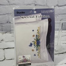 Bucilla Pillowcase Pair Special Edition Pansy Ribbon Stamped Cross Stitc... - $11.88