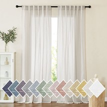 Nicetown Semi Sheer Light Filtering Linen Curtains For Windows 95 Inch, 2 Pieces - £29.56 GBP