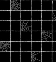 Peva Vinyl Tablecloth, 60&quot; Round, Halloween White Spider Webs On Black, P&amp;T - £13.44 GBP