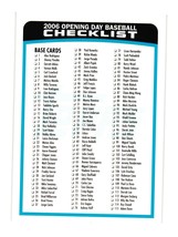 2006 Topps Opening Day #165 Checklist - £1.56 GBP