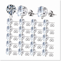 Sparkling Silver Rhinestone Earring Posts with Crystal Studs - Hypoallergenic fo - £19.27 GBP