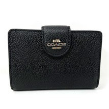 Coach Medium Corner Zip Wallet in Black Leather 6390 New With Tags - £156.32 GBP