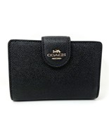 Coach Medium Corner Zip Wallet in Black Leather 6390 New With Tags - $196.02
