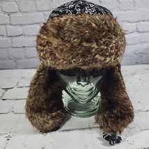 Winter Trapper Hat Womens Floral Brown Faux Fur  - £15.50 GBP