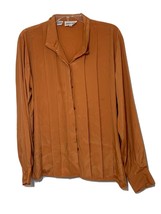 Pierre Cardi Mustard Pleated Vintage Blouse Long Sleeve Size 14 - £7.44 GBP